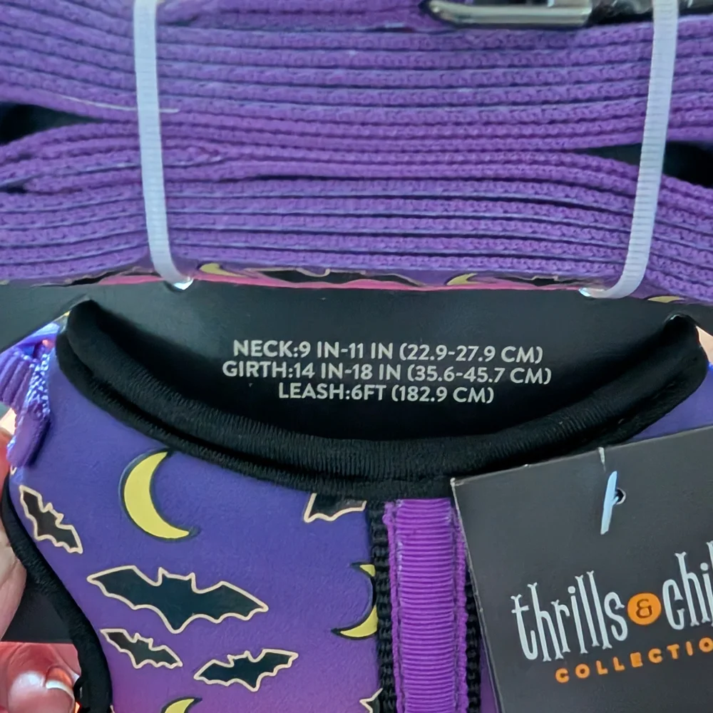 thrills & chills Glow-in-the-Dark Cat Harness & Orange Halloween Cat Shirt Set